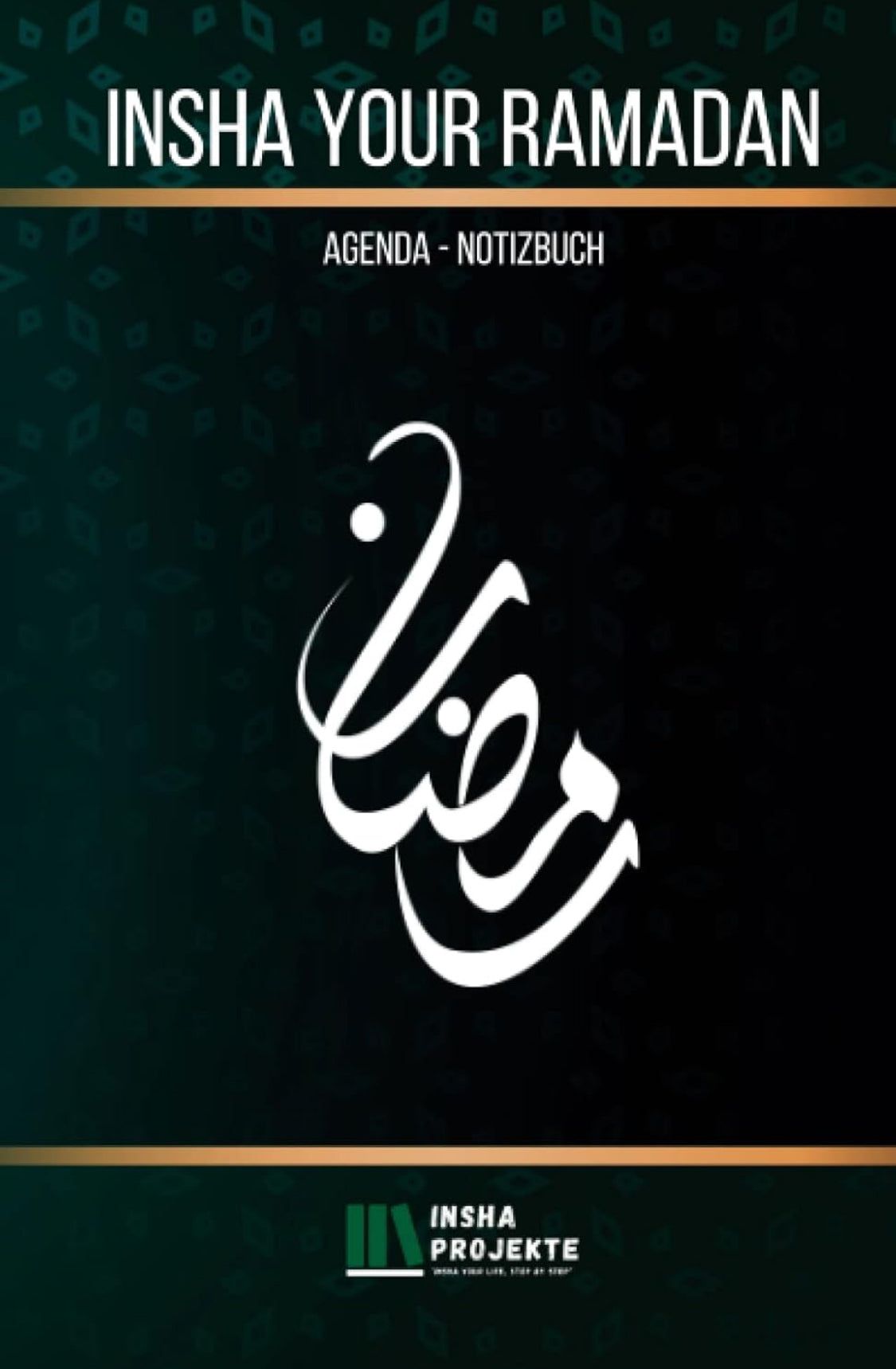 Grün-schwarz, goldene Linien, arabische Kalligraphie, Ramadan, Notizbuch,Kalender