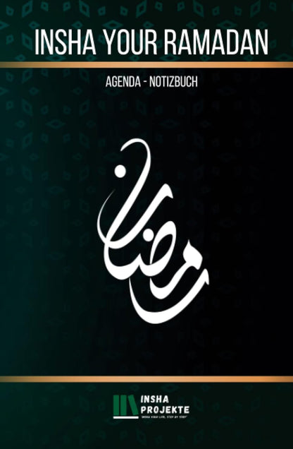 Grün-schwarz, goldene Linien, arabische Kalligraphie, Ramadan, Notizbuch,Kalender